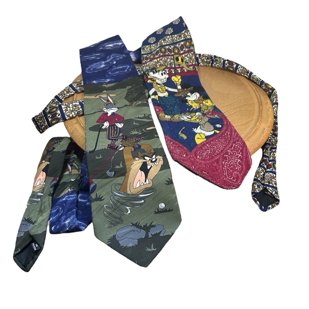 Cartoon Character Ties Set Looney Tunes Bugs Bunny Tasmanian Devil Disney Mickey